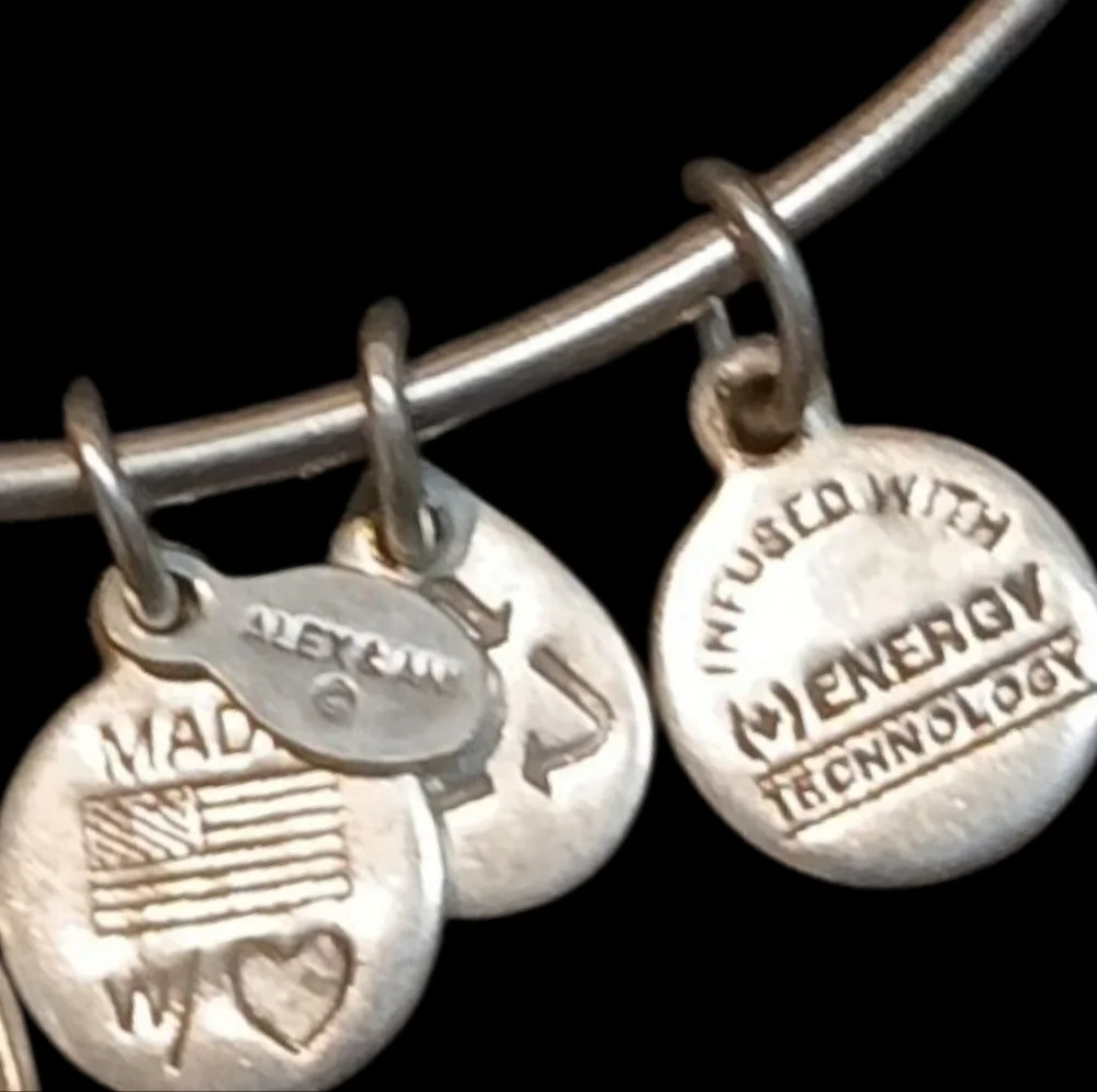 Alex and Ani - Silver Tone Wire Energy Infused Friend Charm Bracelet, Date 2013 - Picture 3 of 10